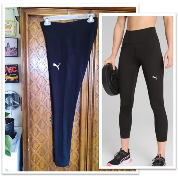 PUMA Logo High-Rise Active Tights - Black, M - Picture 1 of 16